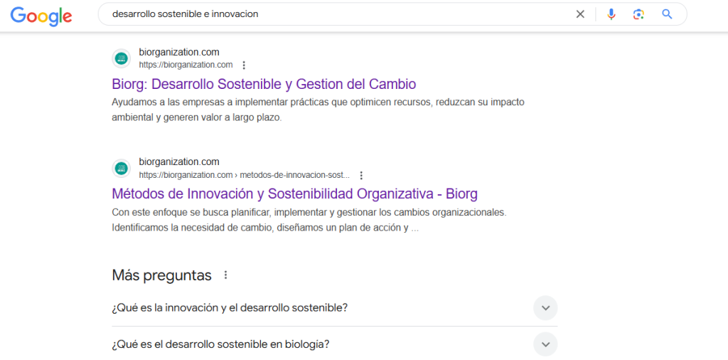 Ejemplo de un resultado optimizado en Google gracias al posicionamiento SEO de Barco Marketing Digital.